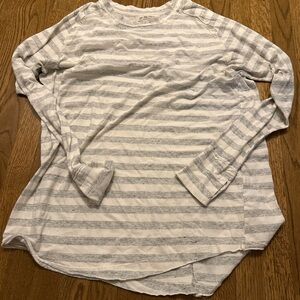 Free people We The Free Gray and White Striped Long Sleeve Tee